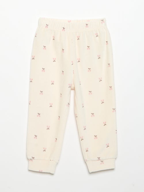 2-delige pyjamaset van velours - Sweater met ruches bij de armsgaten + broek - Kiabi 2-delige pyjamaset van velours - Sweater met ruches bij de armsgaten + broek - Kiabi