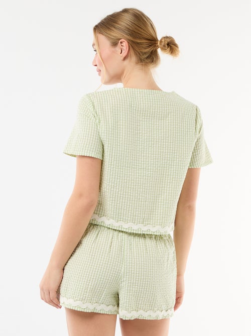 2-delige pyjamashort met vichyruit - Kiabi