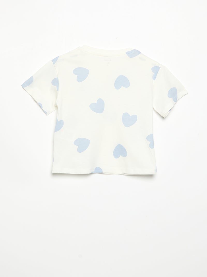 2-delige pyjamashort van jersey met print Wit - Kiabi