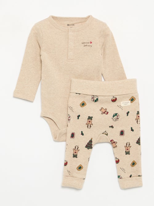 2-delige set - body met lange mouwen + legging - Kiabi 2-delige set - body met lange mouwen + legging - Kiabi