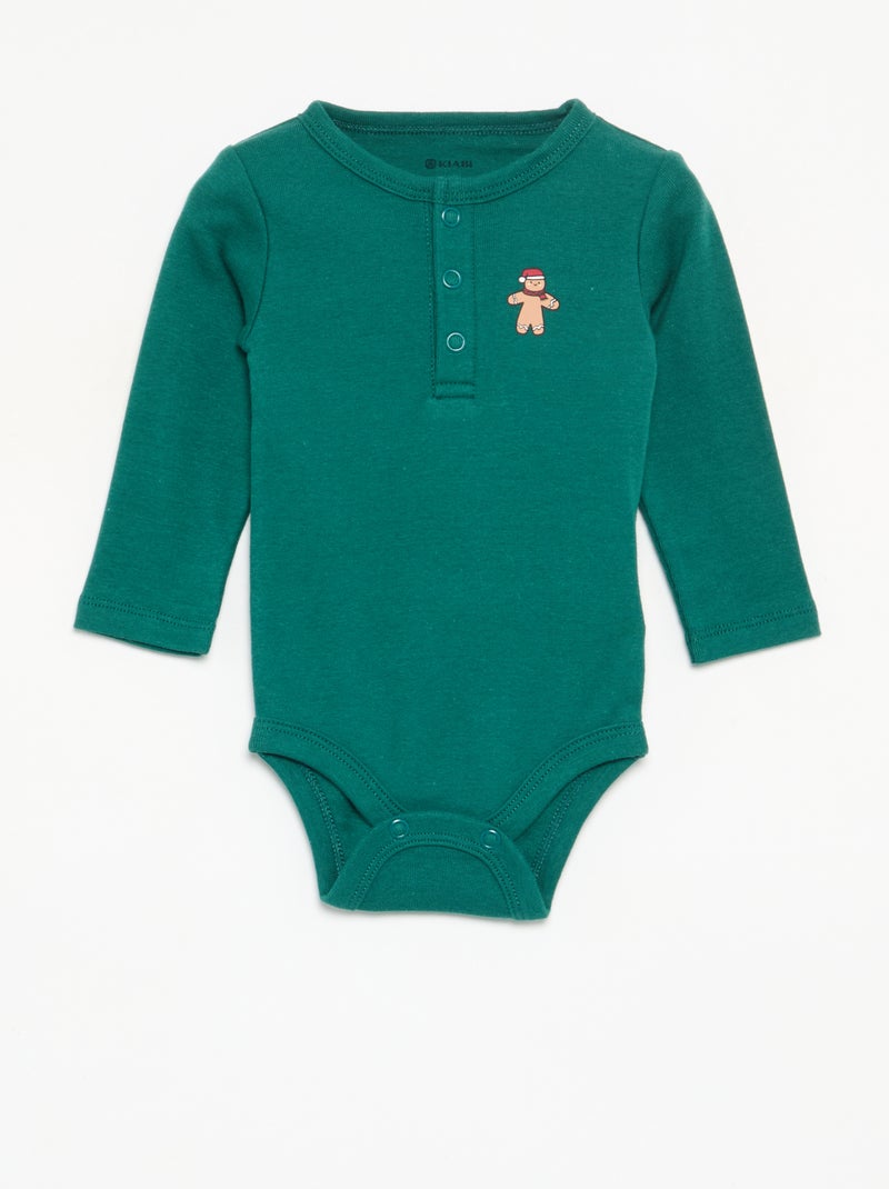 2-delige set - body met lange mouwen + legging Groen - Kiabi
