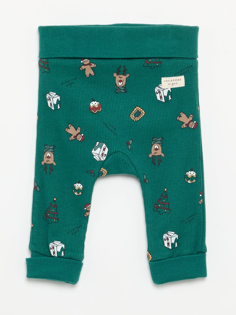 2-delige set - body met lange mouwen + legging Groen - Kiabi