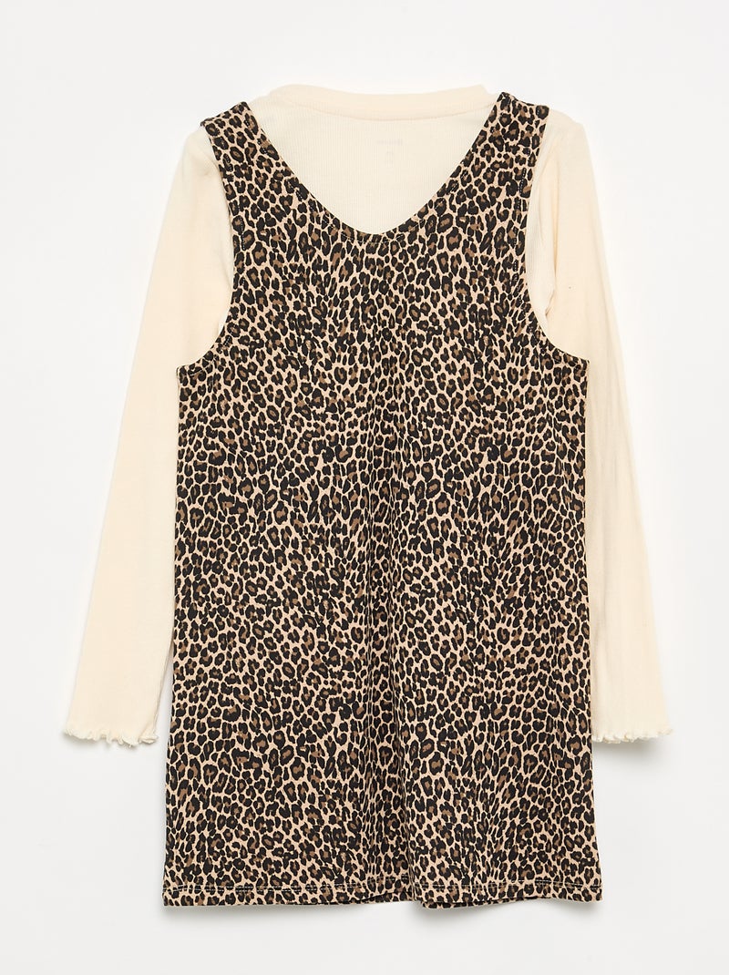 2-delige set - Jurk + T-shirt met lange mouwen Biege - Kiabi