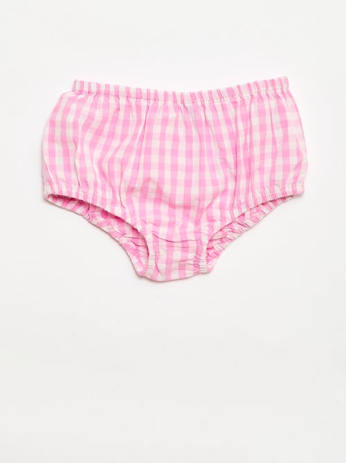 2-delige set - Mouwloze vichyjurk van katoenpopeline + slip - Kiabi