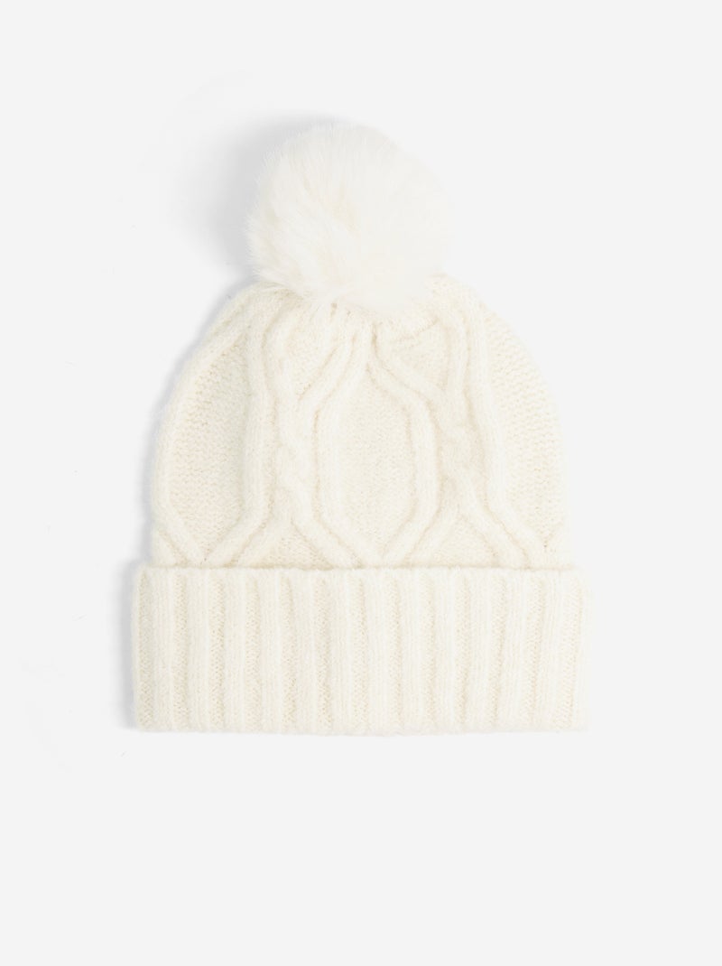 2-delige set - Muts met pompon + nekwarmer Biege - Kiabi