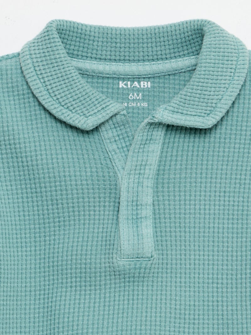 2-delige set - polo + short van gewafelde stof Blauw - Kiabi