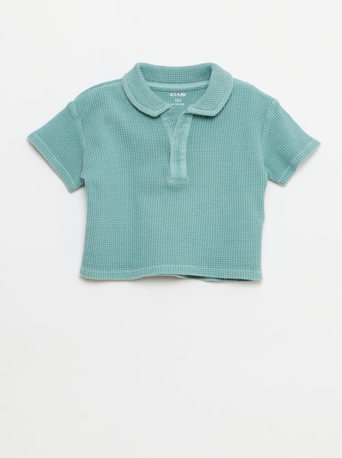 2-delige set - polo + short van gewafelde stof - Kiabi