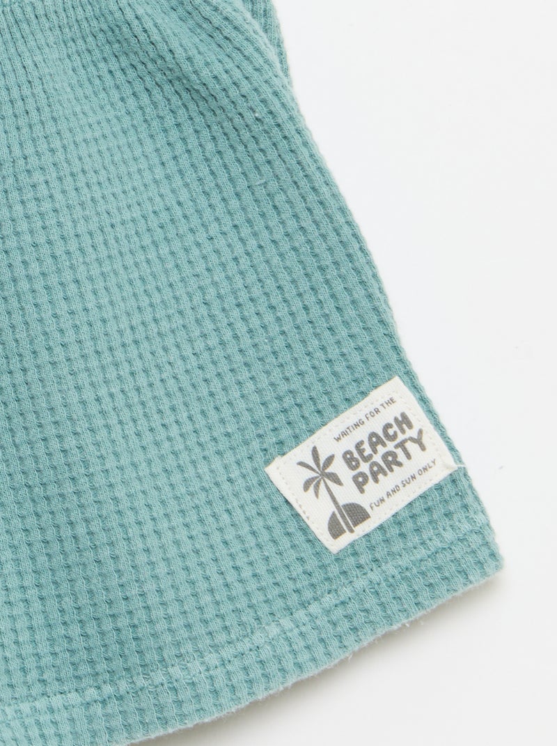 2-delige set - polo + short van gewafelde stof Blauw - Kiabi