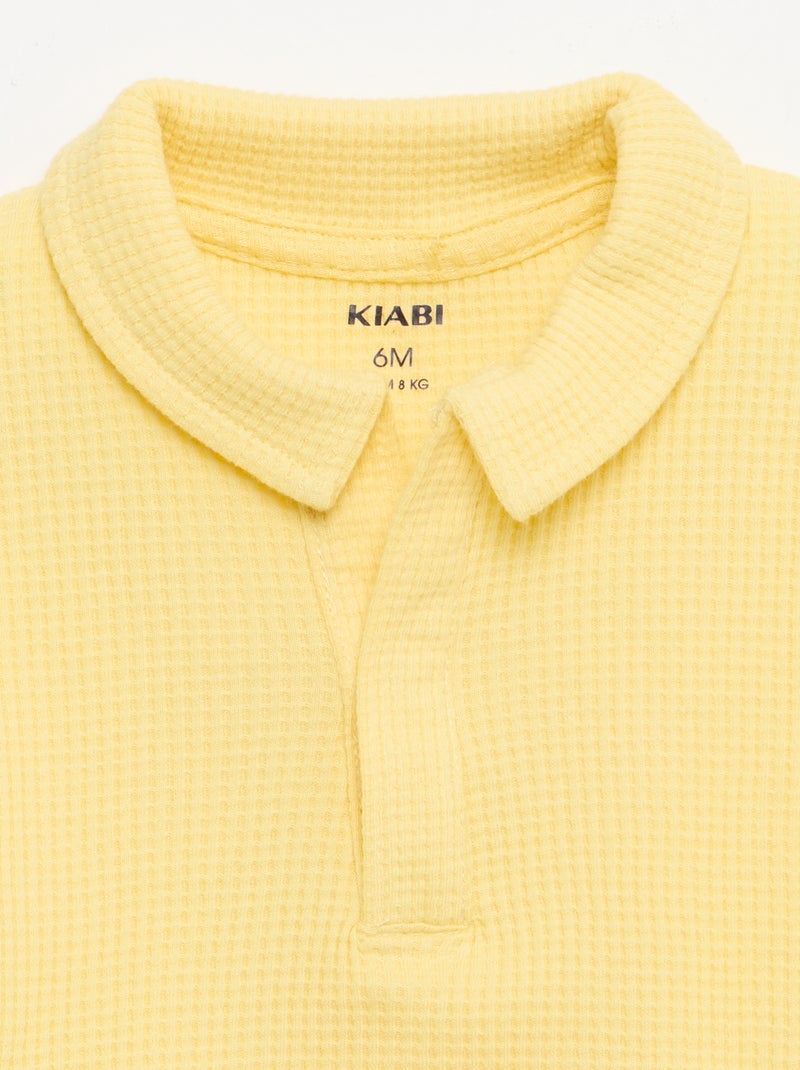 2-delige set - polo + short van gewafelde stof Geel - Kiabi