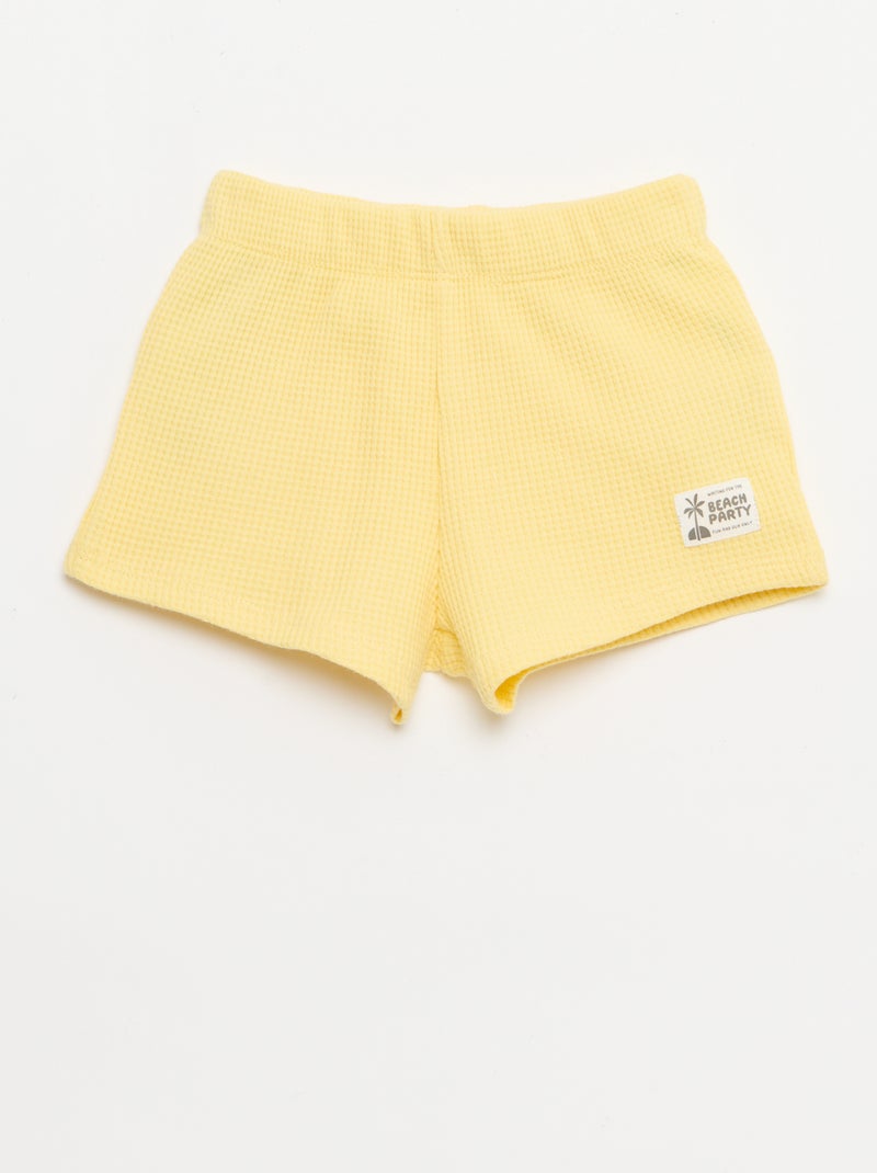 2-delige set - polo + short van gewafelde stof Geel - Kiabi