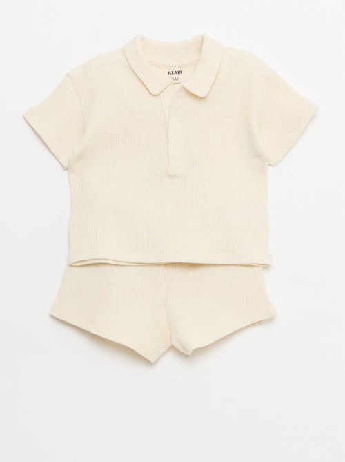 2-delige set - polo + short van gewafelde stof - Kiabi