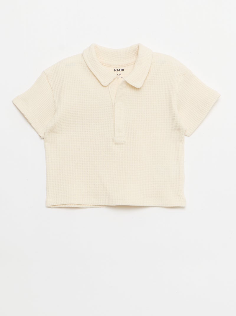 2-delige set - polo + short van gewafelde stof Wit - Kiabi