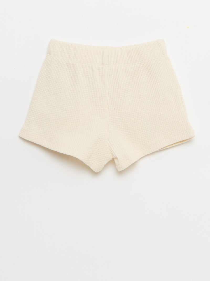 2-delige set - polo + short van gewafelde stof Wit - Kiabi