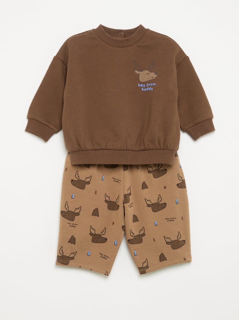 2-delige set - Sweater + broek Bruin - Kiabi