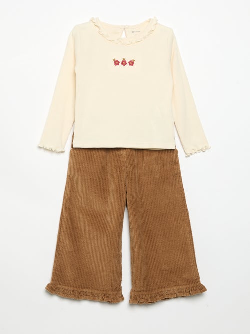 2-delige set - T-shirt + fluwelen pantalon - Kiabi