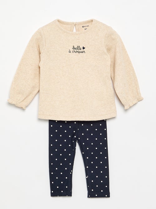 2-delige set - T-shirt met lange mouwen + legging - Kiabi