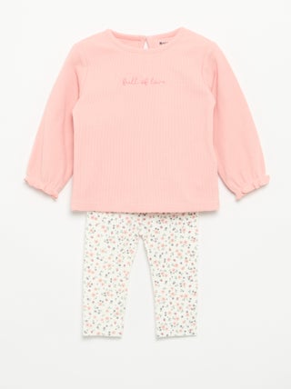 2-delige set - T-shirt met lange mouwen + legging
