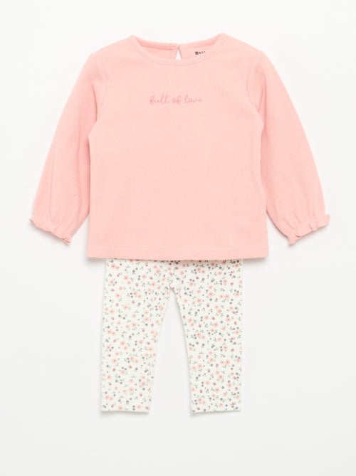 2-delige set - T-shirt met lange mouwen + legging - Kiabi