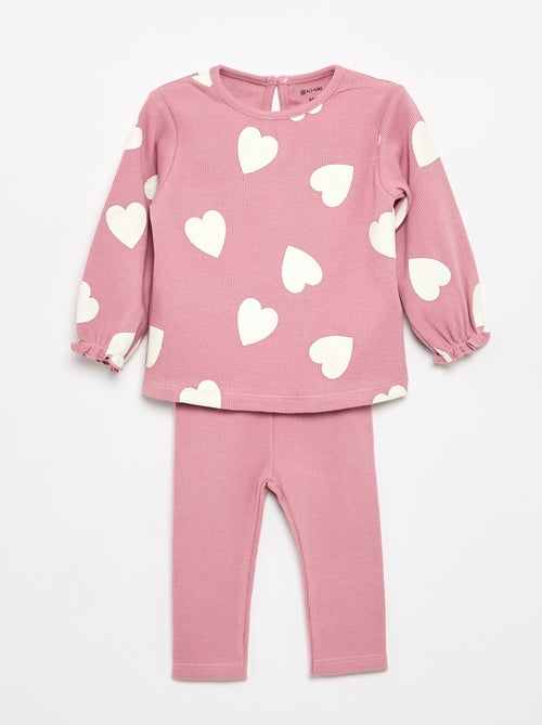 2-delige set - T-shirt met lange mouwen + legging - Kiabi