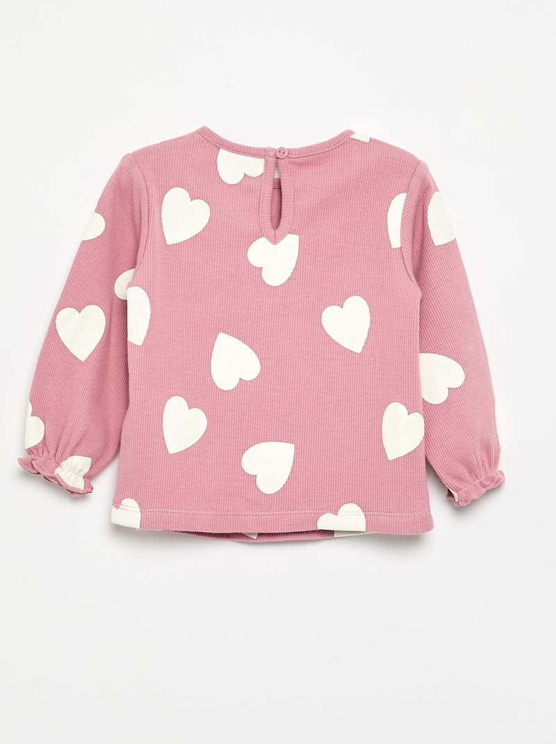 2-delige set - T-shirt met lange mouwen + legging Rose - Kiabi