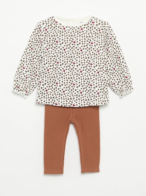 2-delige set - T-shirt met lange mouwen + legging - Kiabi