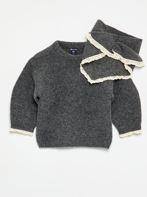 2-delige set - trui + sjaal met macramé details - Kiabi