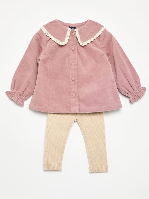 2-delige set: fluwelen blouse + legging - Kiabi
