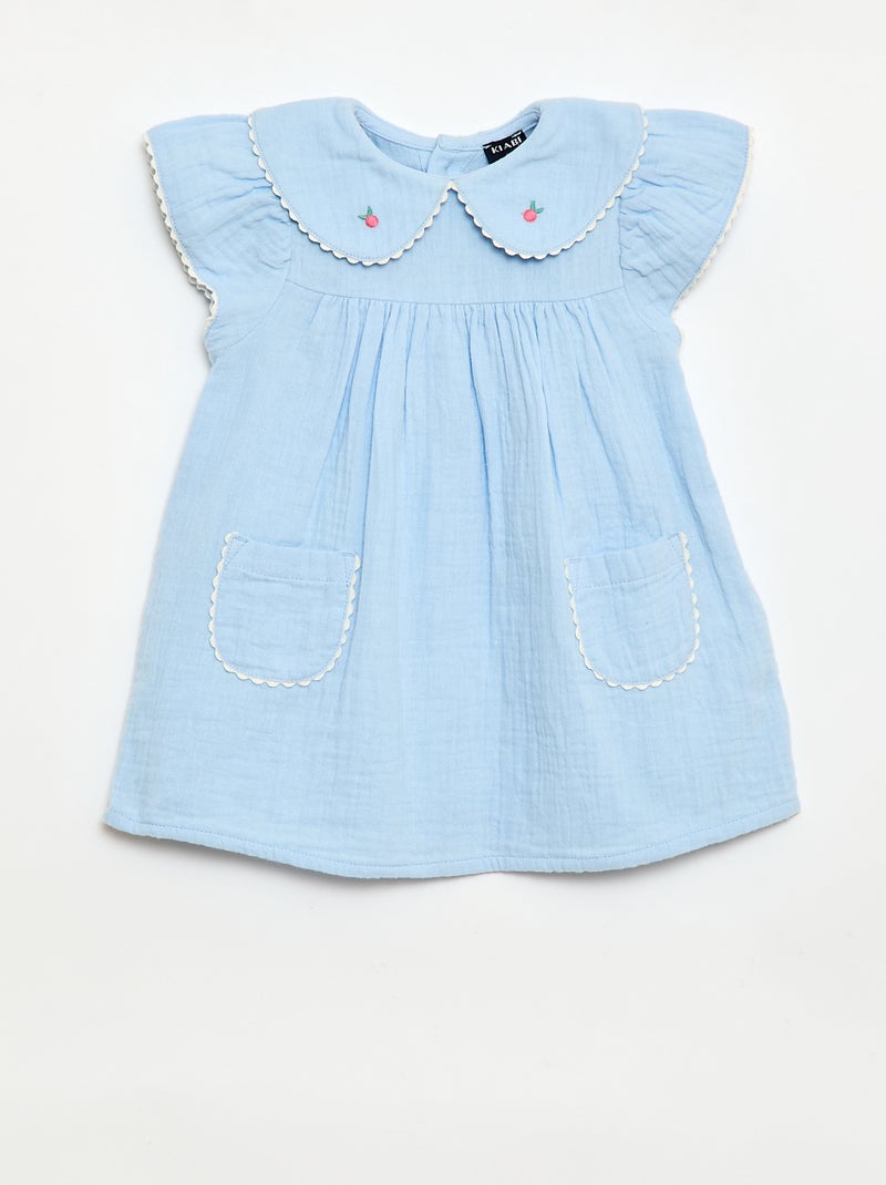 2-delige set: jurk met korte mouwen + slip Blauw - Kiabi