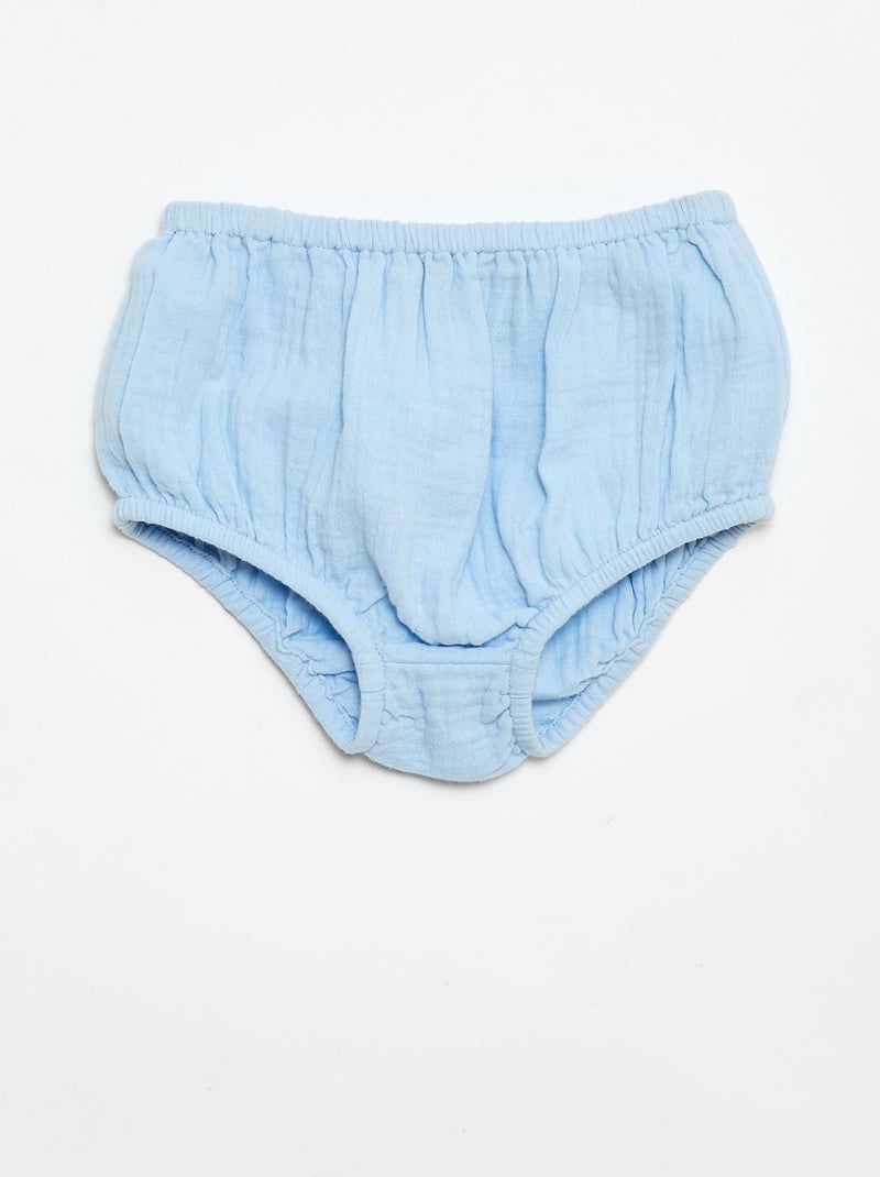 2-delige set: jurk met korte mouwen + slip Blauw - Kiabi