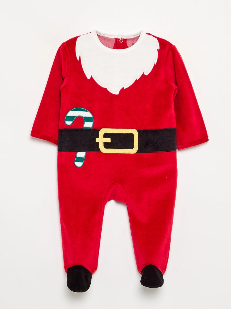 2-delige set 'Kerst' van fluweel - slaappakje + muts Rood - Kiabi