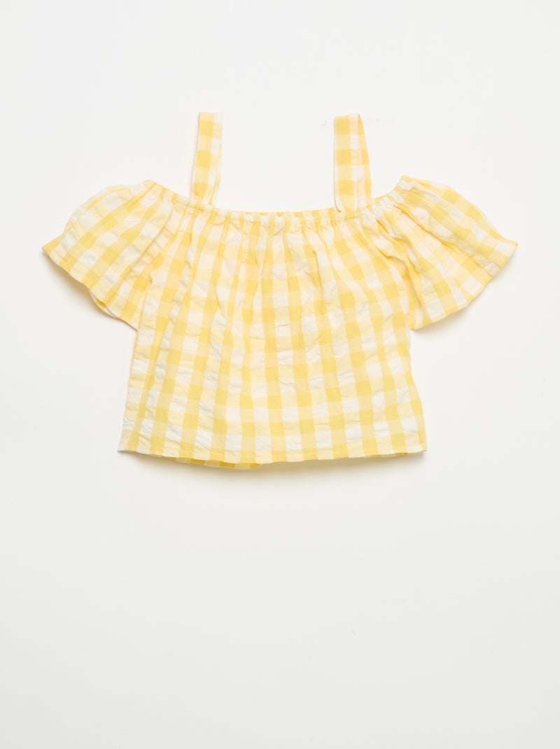 2-delige set met blouse en short met ruches Geel - Kiabi