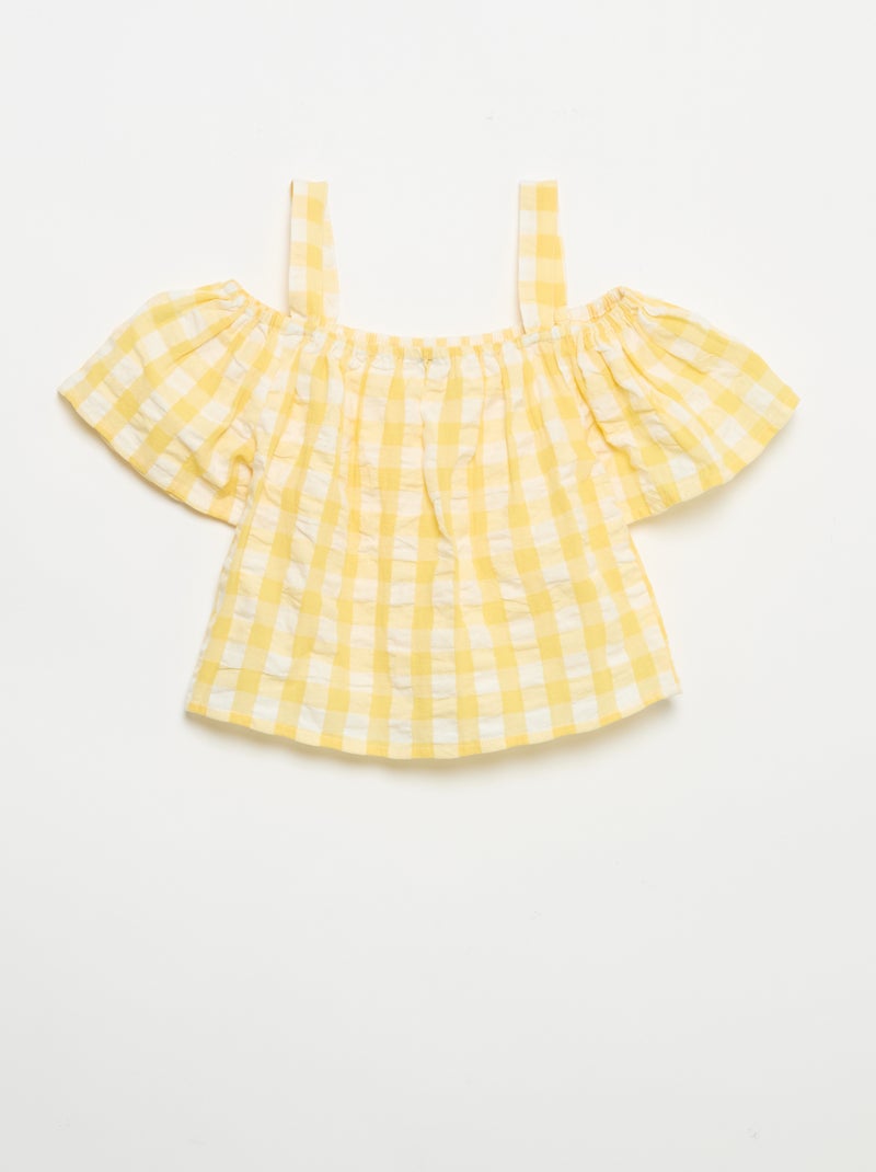 2-delige set met blouse en short met ruches Geel - Kiabi