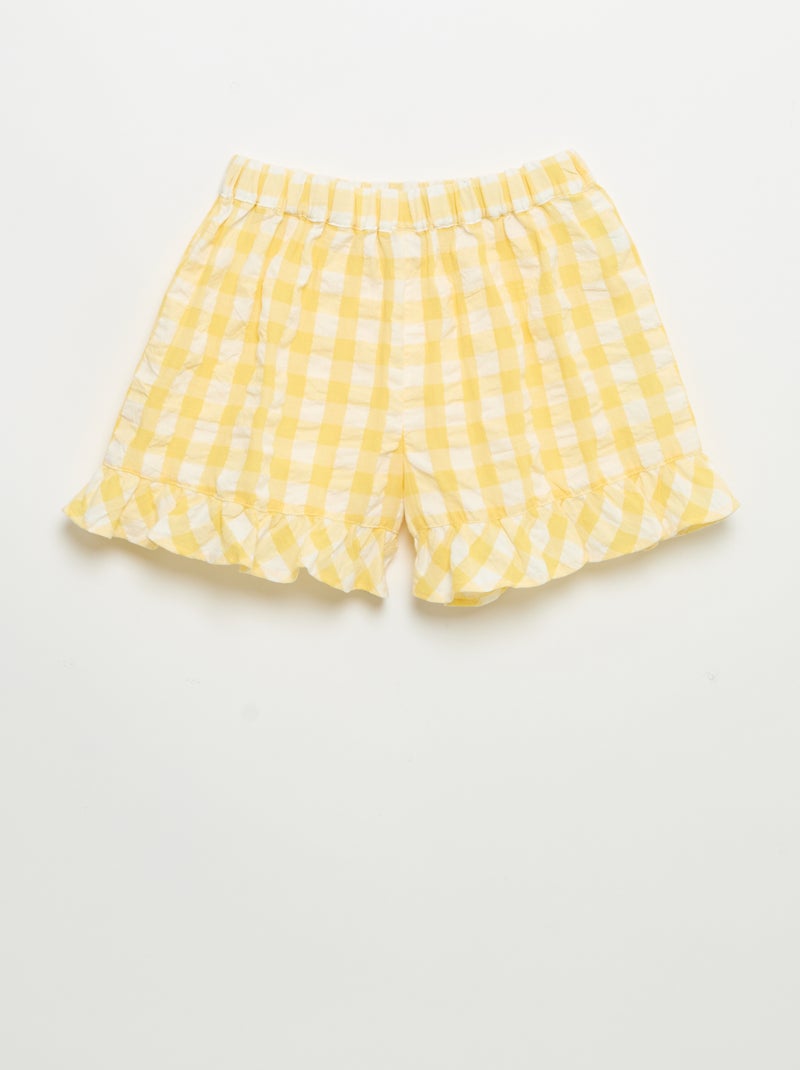 2-delige set met blouse en short met ruches Geel - Kiabi
