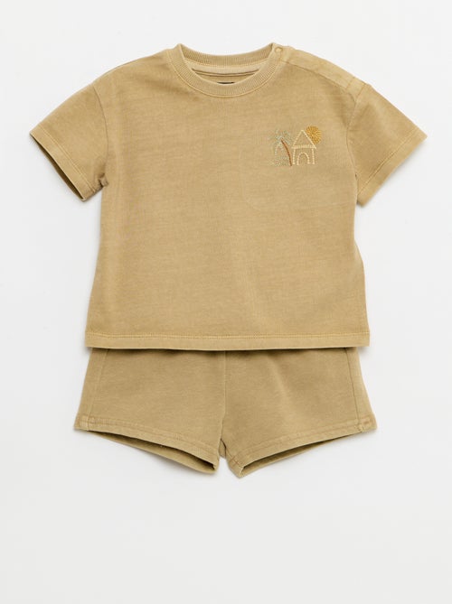 2-delige set met geborduurd T-shirt + short - Kiabi