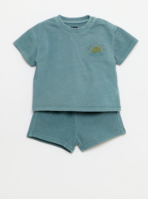 2-delige set met geborduurd T-shirt + short - Kiabi