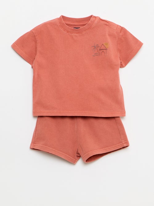 2-delige set met geborduurd T-shirt + short - Kiabi