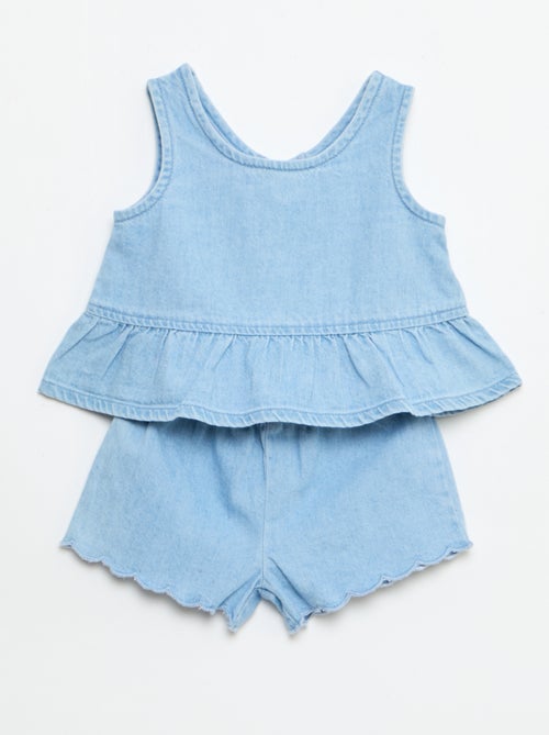 2-delige set met short en T-shirt van denim - Kiabi