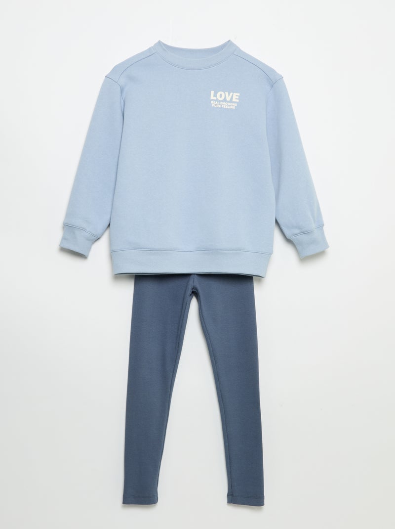 2-delige set met sweatshirt en legging Blauw - Kiabi