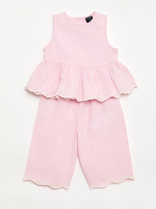 2-delige set met Vichyblouse en -broek - Kiabi