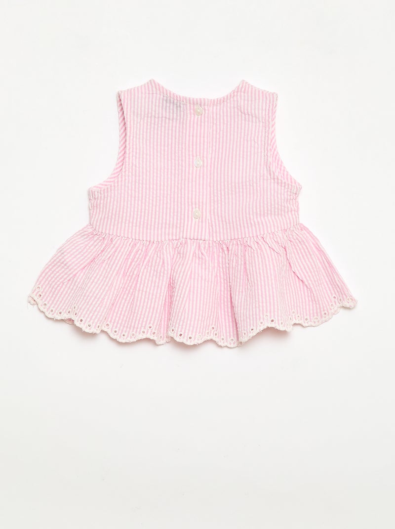 2-delige set met Vichyblouse en -broek Rose - Kiabi