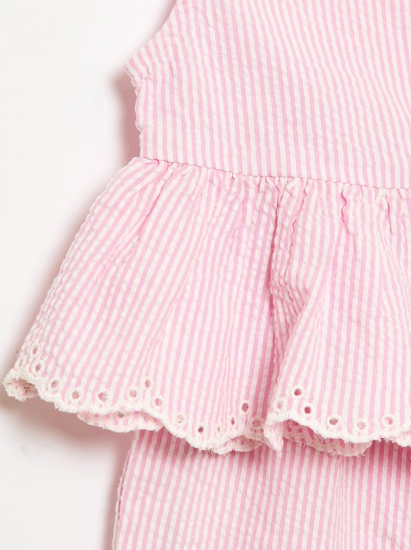 2-delige set met Vichyblouse en -broek Rose - Kiabi