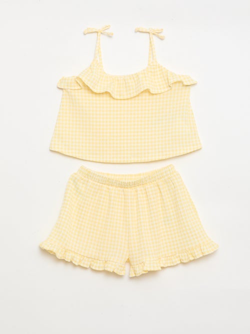 2-delige set met Vichyruit short en top - Kiabi