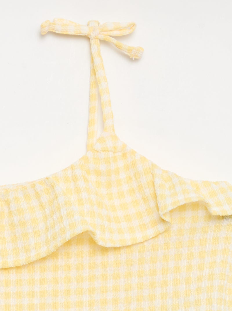 2-delige set met Vichyruit short en top Geel - Kiabi