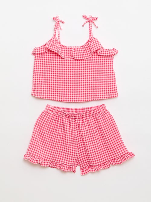 2-delige set met Vichyruit short en top - Kiabi