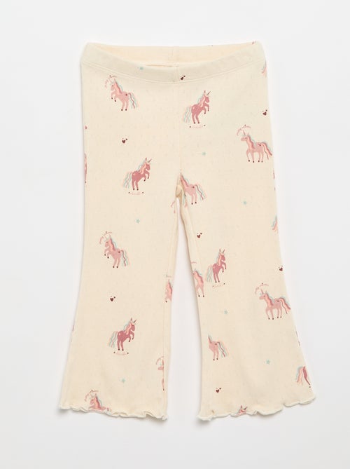 2-delige set: Pointelle-T-shirt en broek - Kiabi