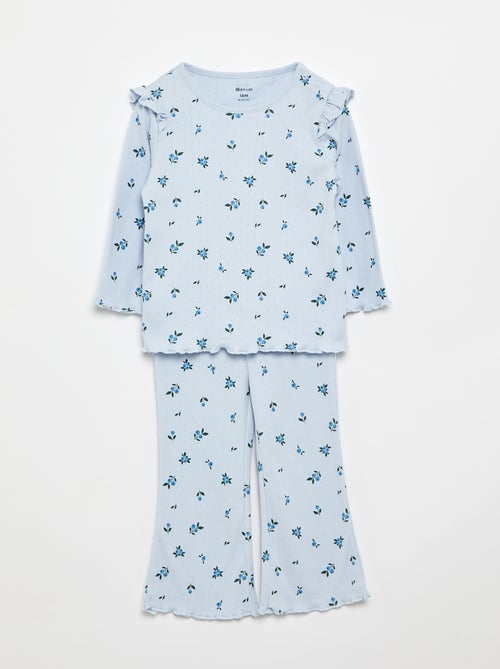 2-delige set: Pointelle-T-shirt en broek - Kiabi