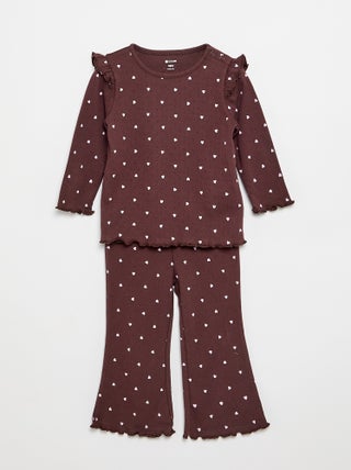 2-delige set: Pointelle-T-shirt en broek
