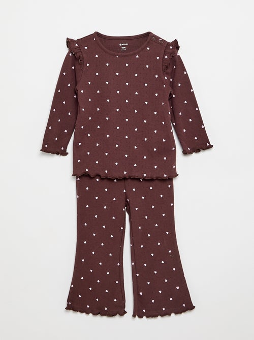 2-delige set: Pointelle-T-shirt en broek - Kiabi