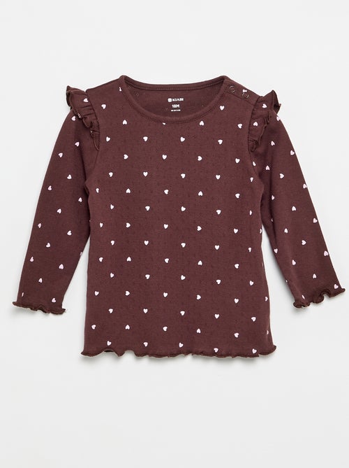 2-delige set: Pointelle-T-shirt en broek - Kiabi