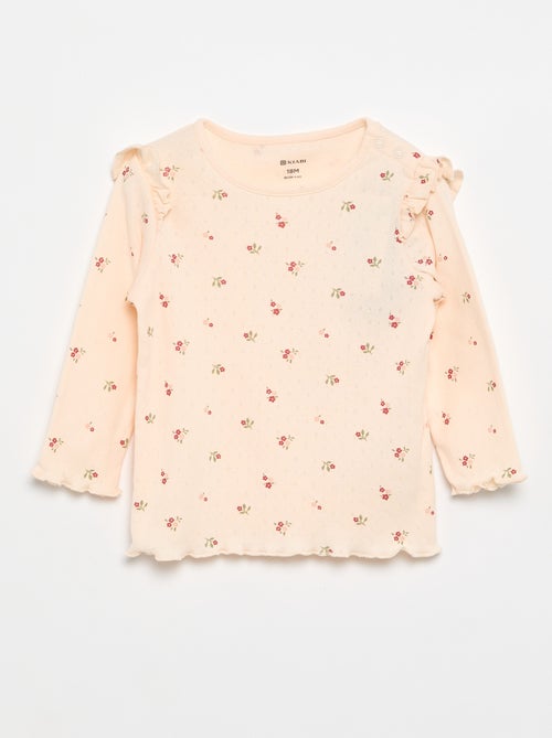2-delige set: Pointelle-T-shirt en broek - Kiabi